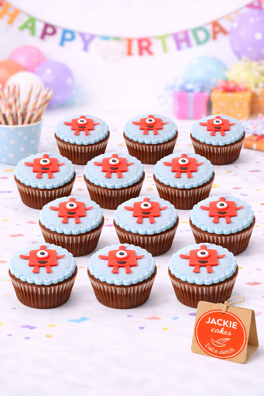 Docena de Cupcakes Infantiles Temáticos Numberblocks – Preparados a Pedido