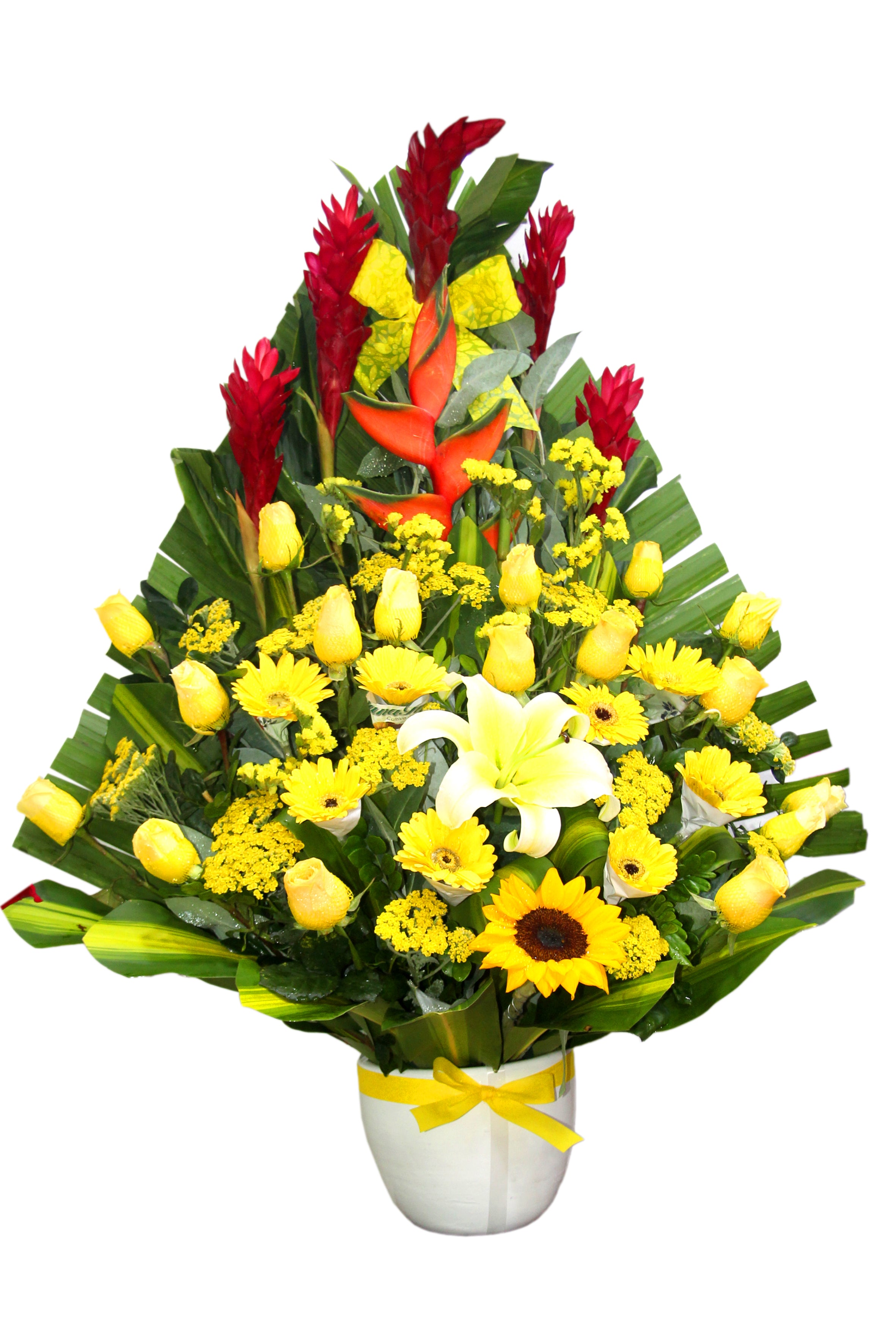 Arreglo Tropical con Rosas Amarillas