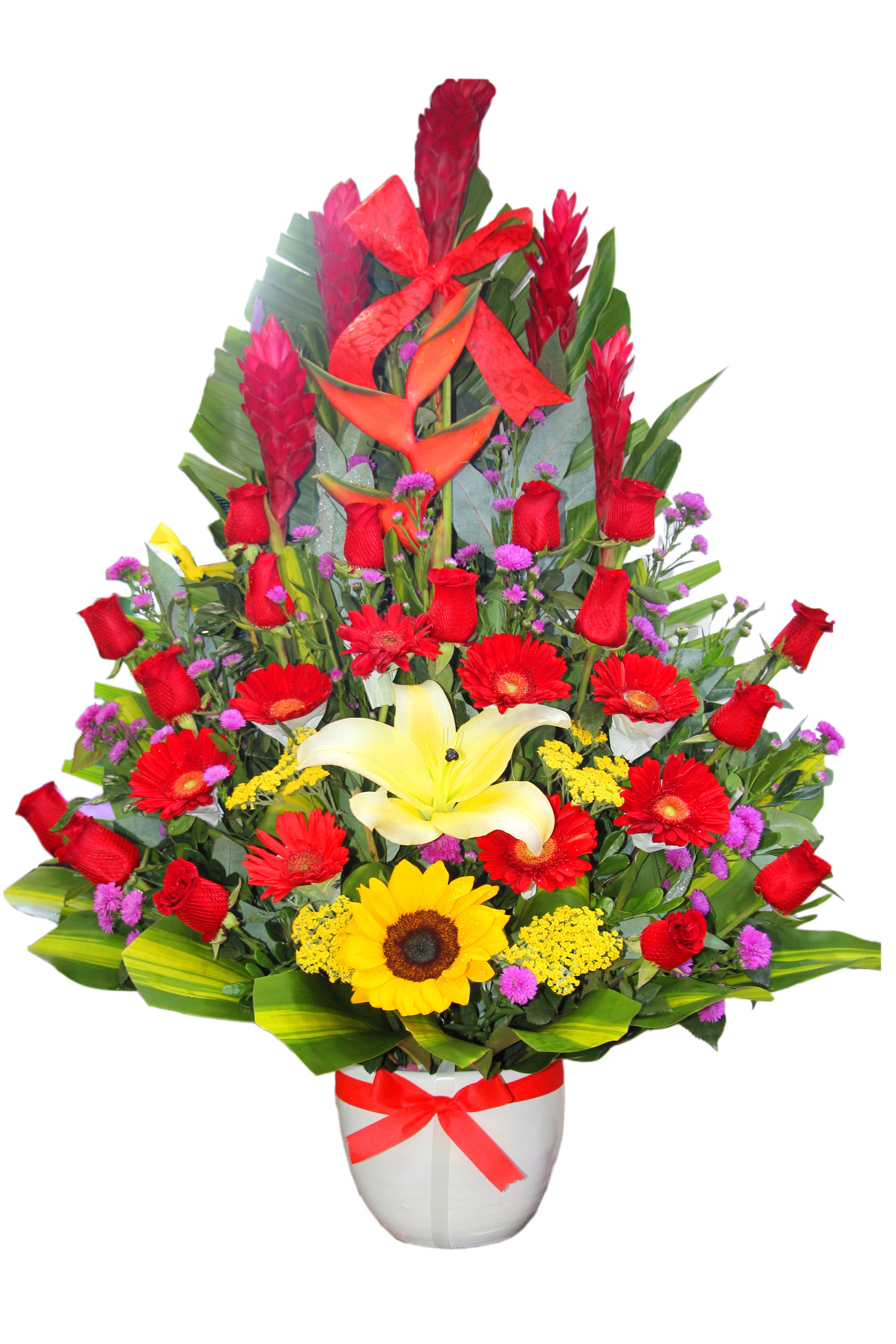 Arreglo Tropical con Rosas Rojas