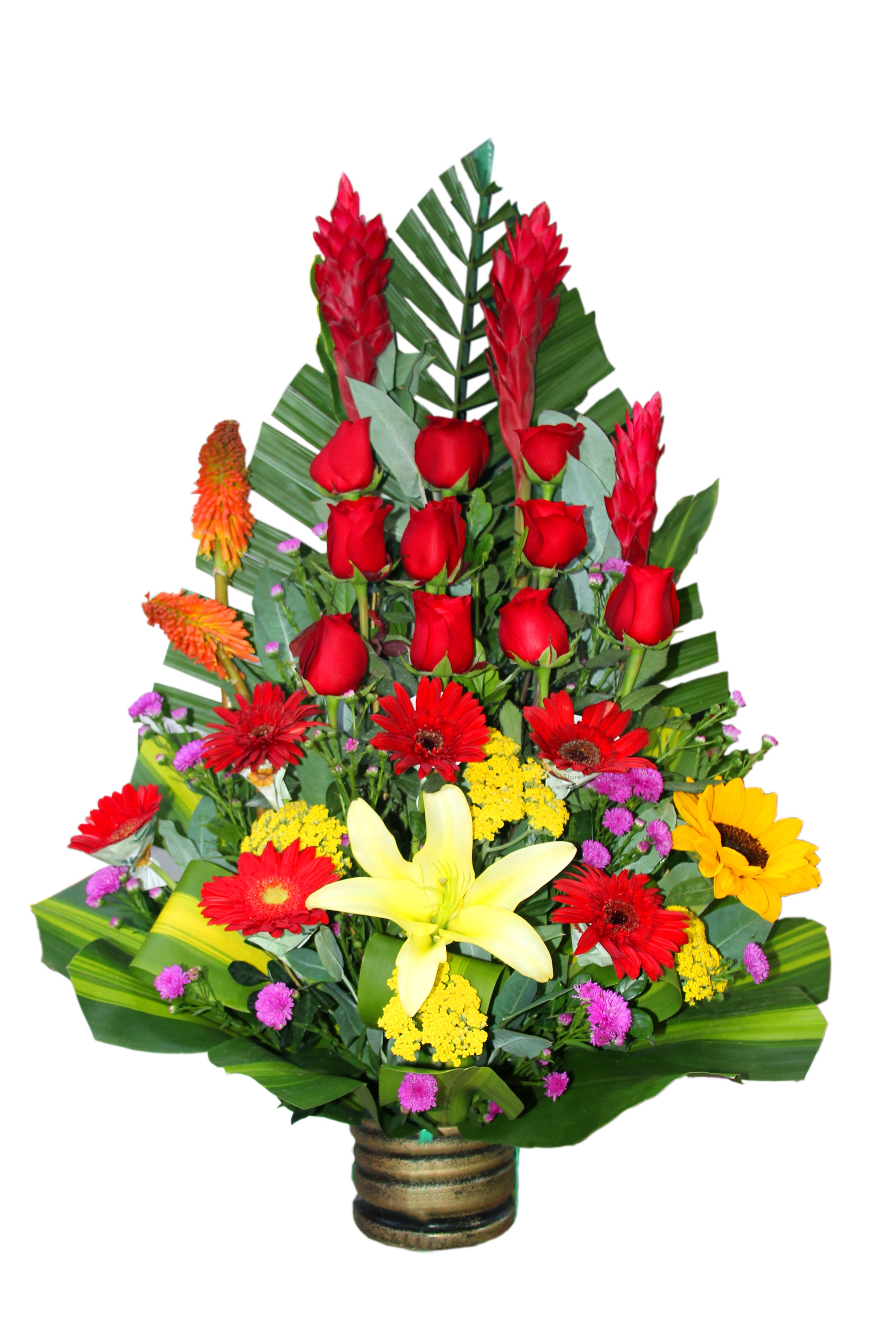 Arreglo Tropical con Rosas y Lirios Rojo