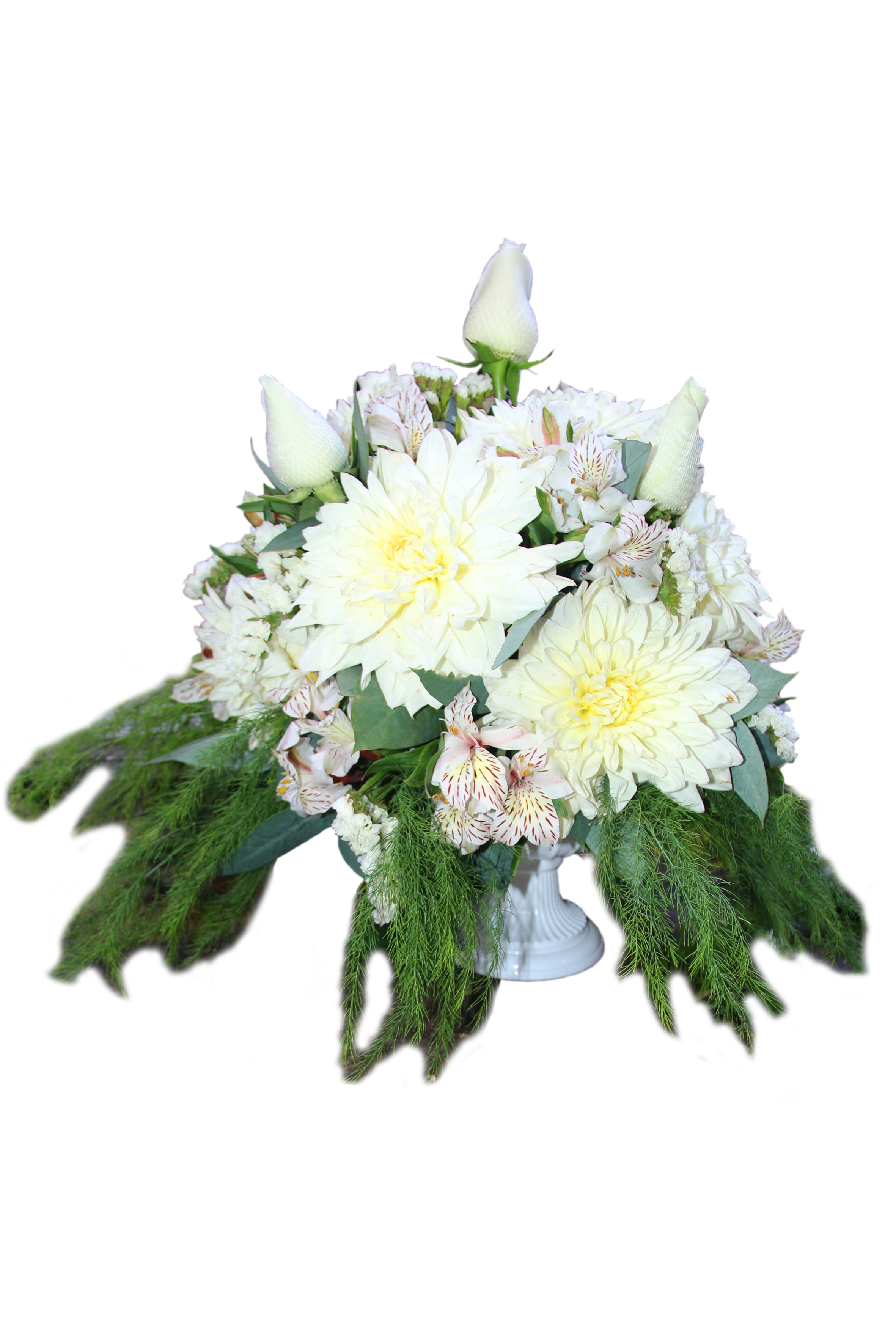 Arreglo de Crisantemos y Rosas Blancas