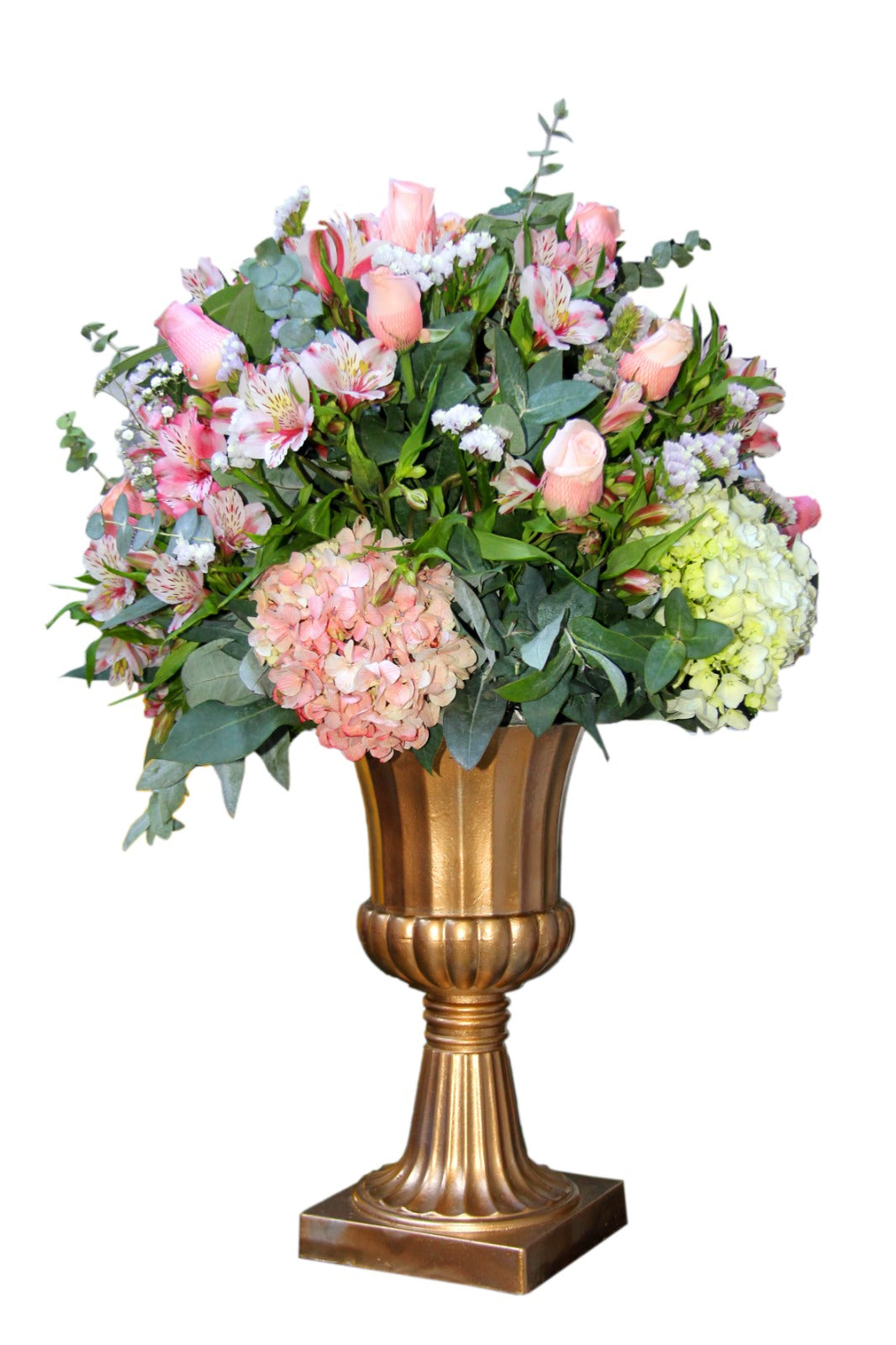 Arreglo de Rosas rosadas con Hortensias Premium