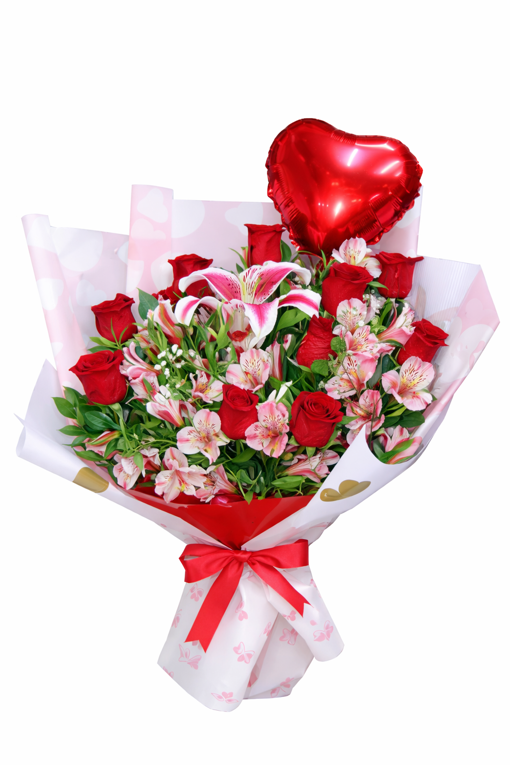 Bouquet Romance con Globo Corazón