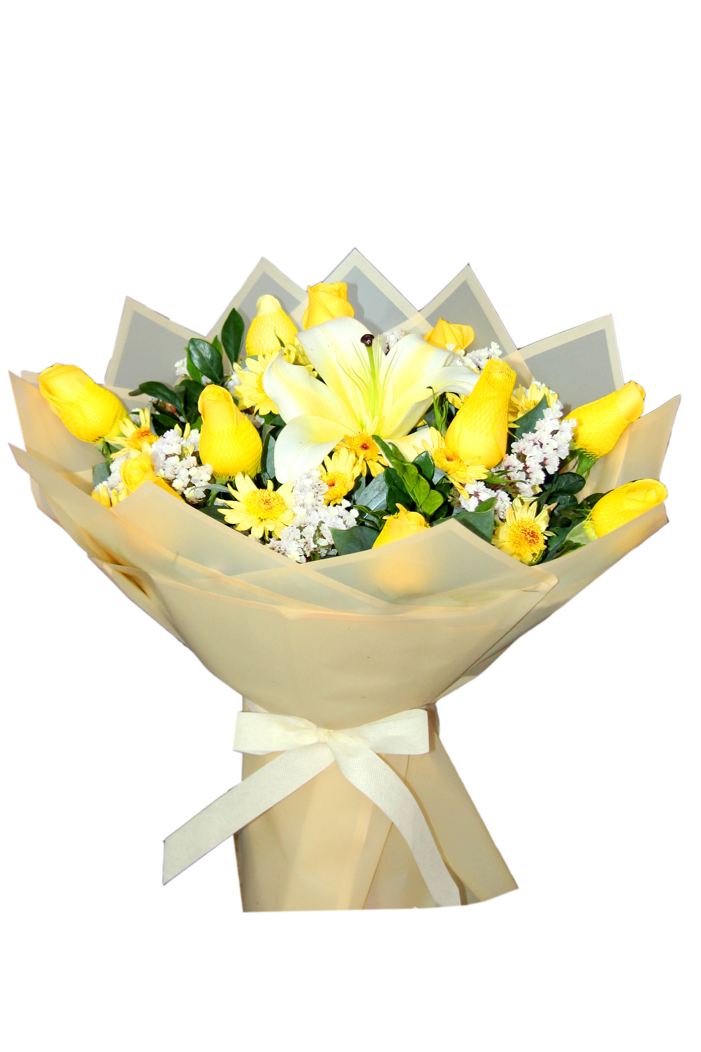 Bouquet de Rosas Amarillas con Lirios