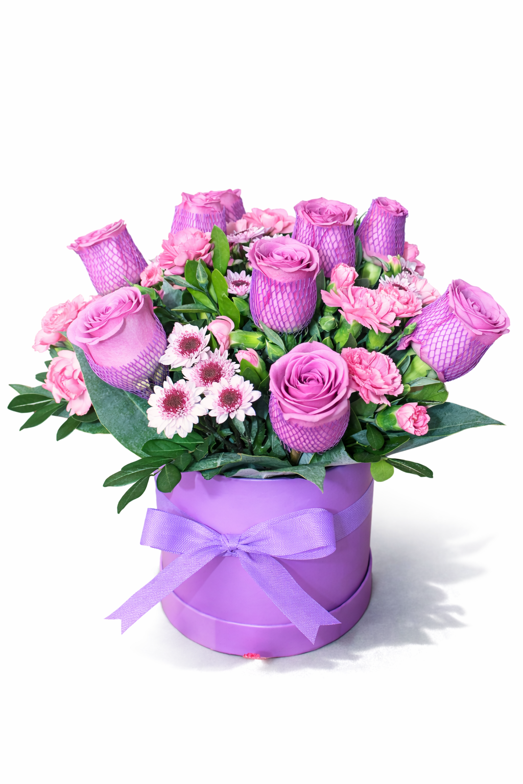 Caja Floral en Tonos Rosados