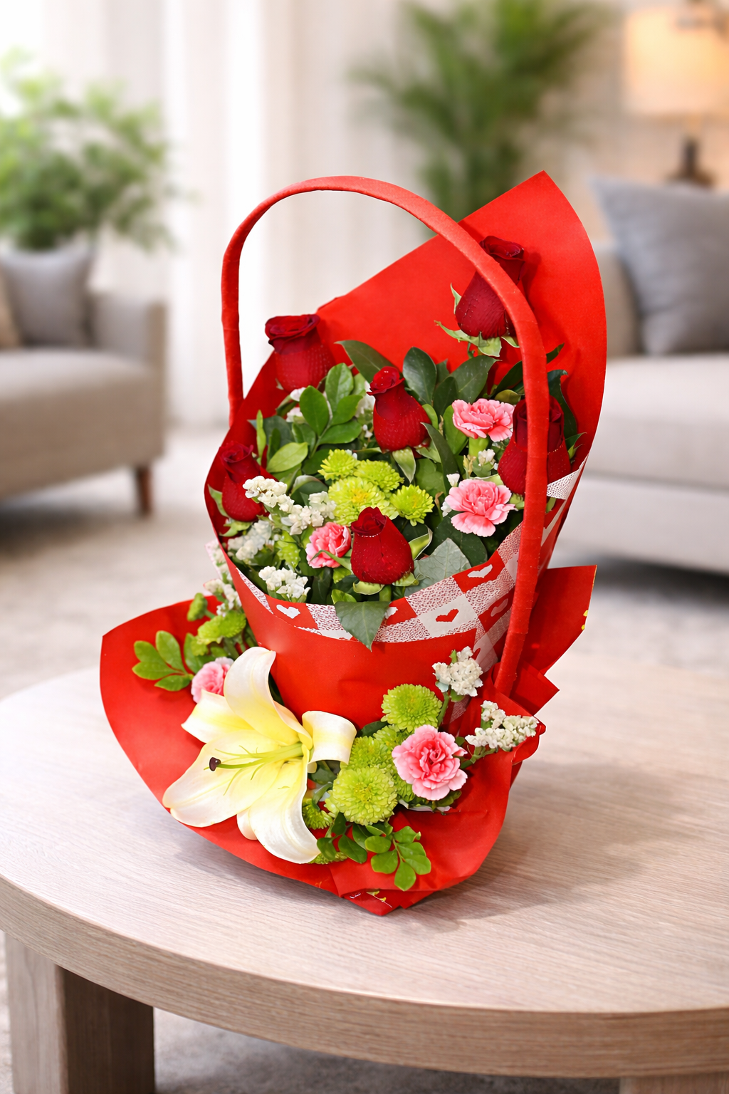 Canasta Floral Pasión Roja