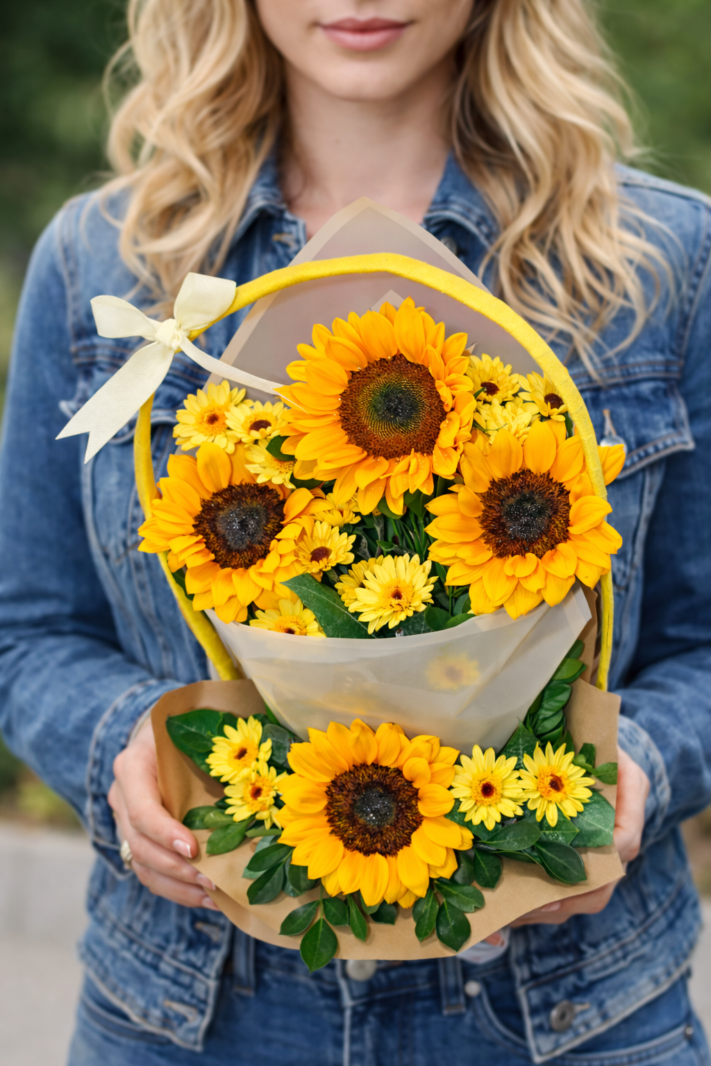 Canasta de Girasoles Dorados