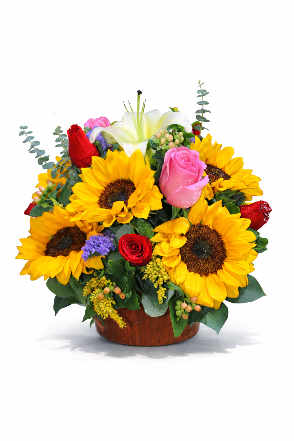 Centro de Mesa de Girasoles y Rosas