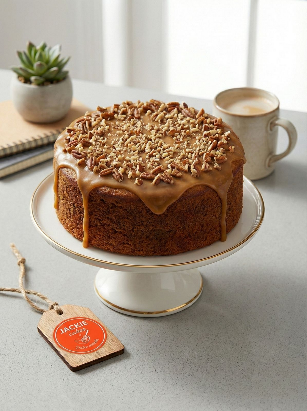 Pastel de manjarblanco y nuez pecana