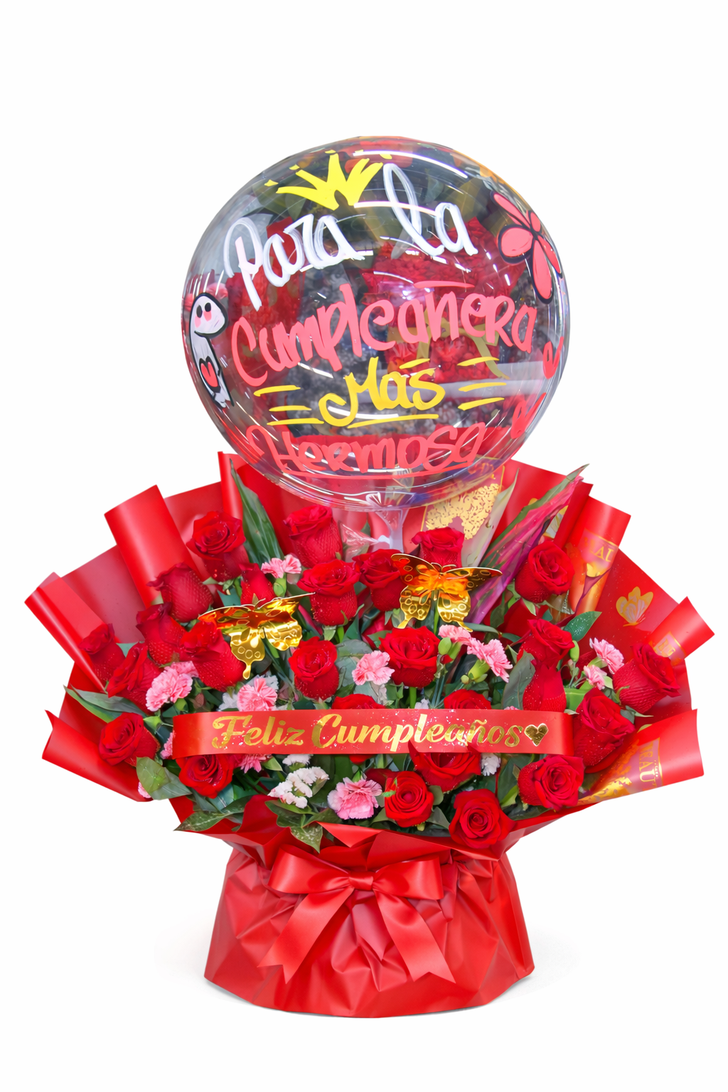 Ramo de Cumpleaños Premium con Globo Personalizado