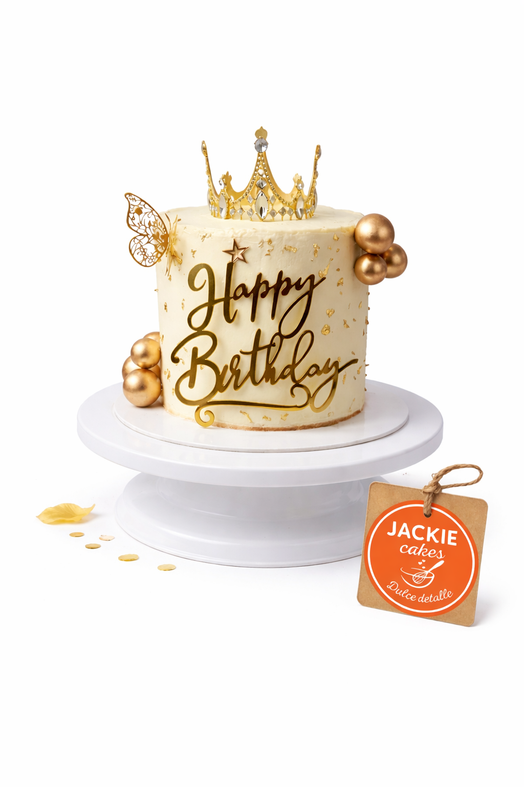 Torta Elegante De Cumpleaños Con Corona - Preparado a Pedido