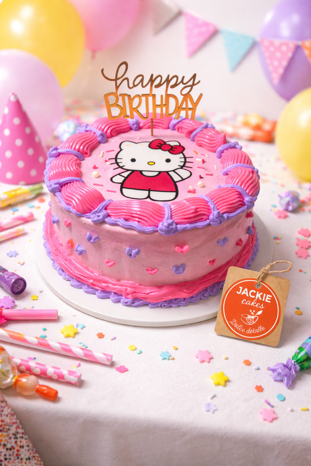 Torta Temática Estilo Hello Kitty - Preparado a Pedido
