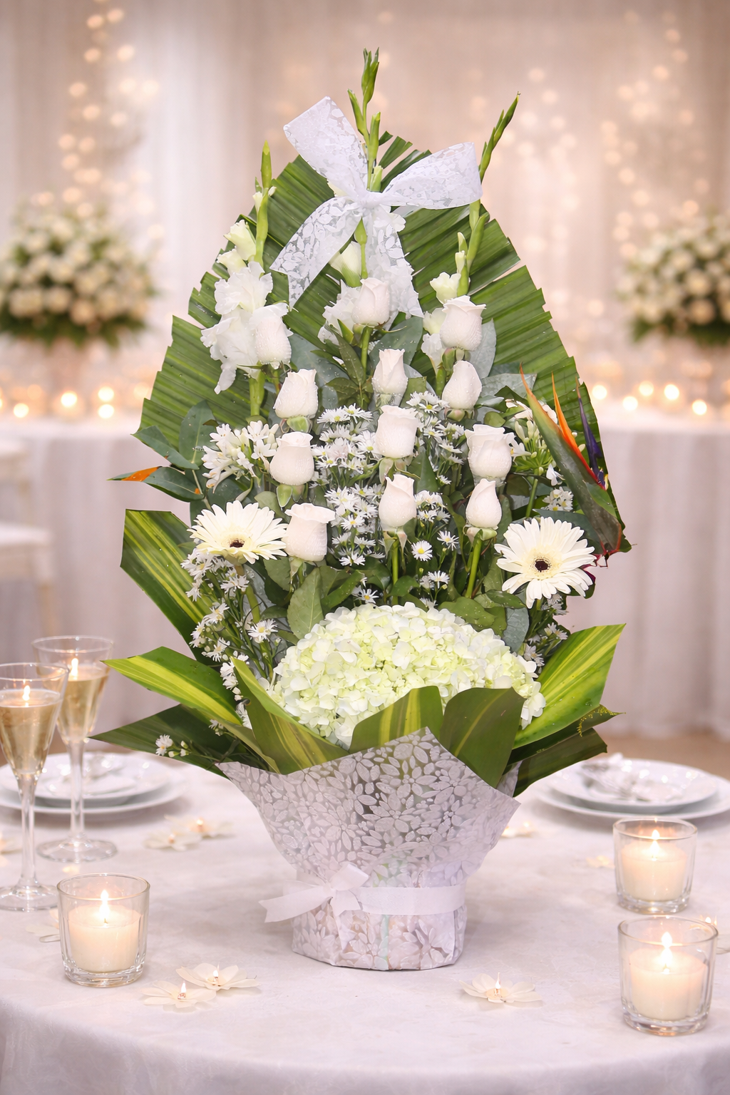 Centro Floral Blanco Elegante